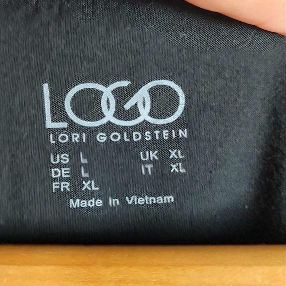LOGO Lori Goldstein Black Long Sleeve Top L - Picture 6 of 10